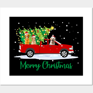 Nova Scotia Duck Tolling Retriever Rides Red Truck Christmas Dog Lovers Posters and Art